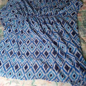Blue Star One Size Blue White Cover Up Kimono Beach Dress